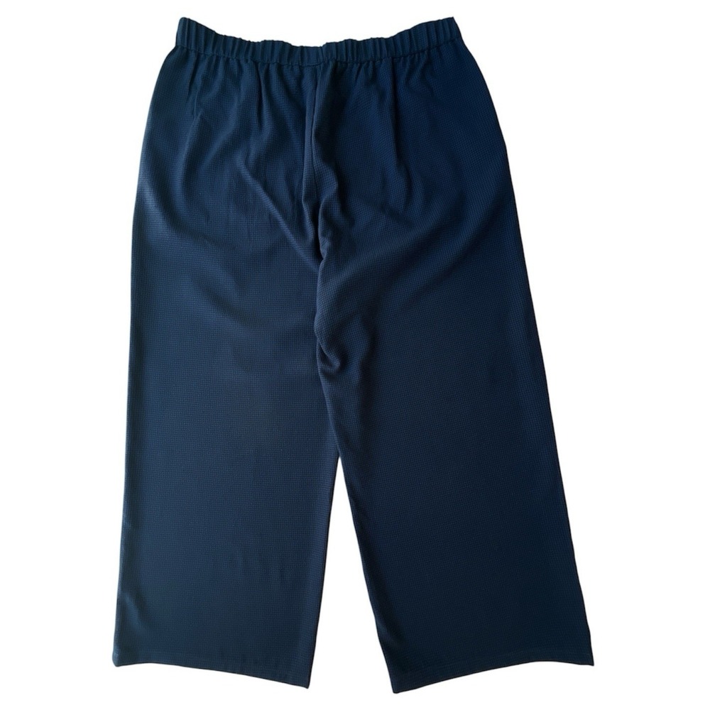 Eileen Fisher Set Womens M/L Mandarin Collar Wide Leg Culottes Pants Blue Black - Picture 10 of 15